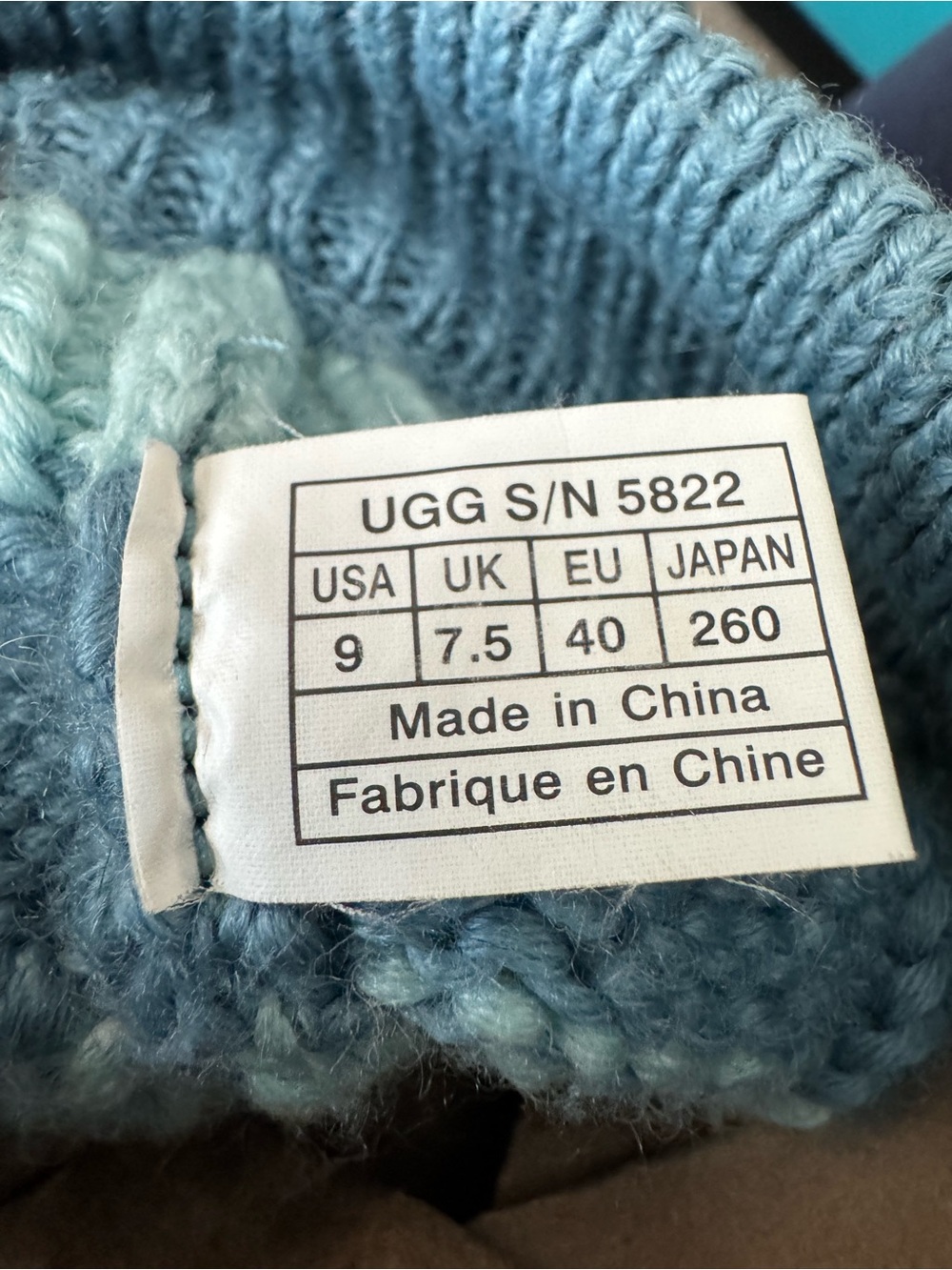 UGG Y2K Classic Tall Stripe Cable Knit Boots Teal and Blue Size 9 GC - Picture 9 of 9